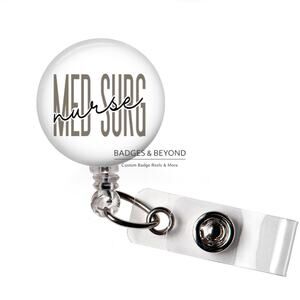 Med Surg Nurse Badge Reel | Medical Surgical RN Retractable ID Name Tag Holder